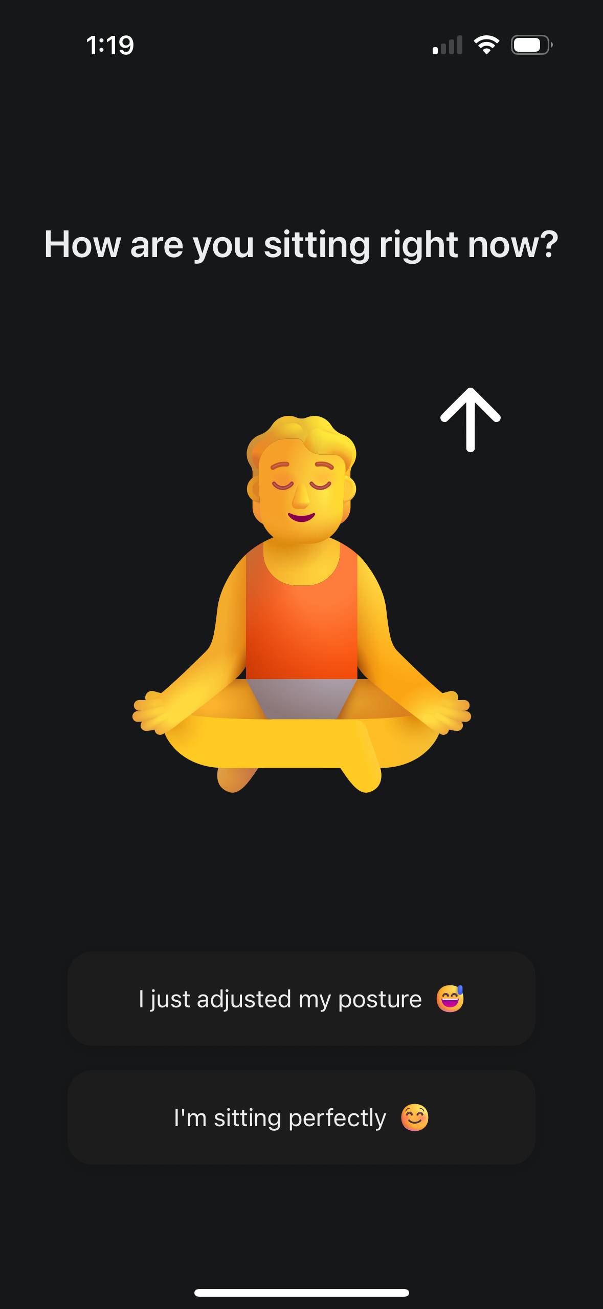 Prompt feature showcasing posture tip